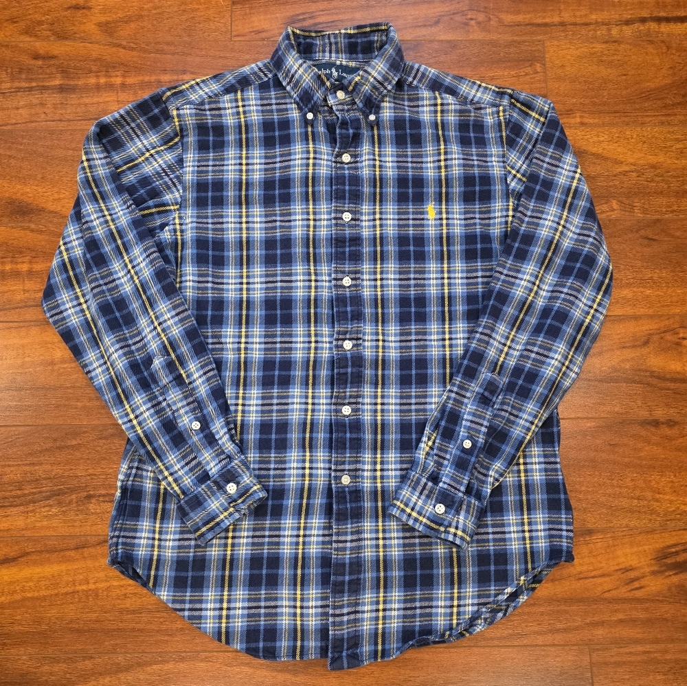Ralph Lauren Men's Flannel Plaid Button Down Shirt Size M Classic Fit Blue